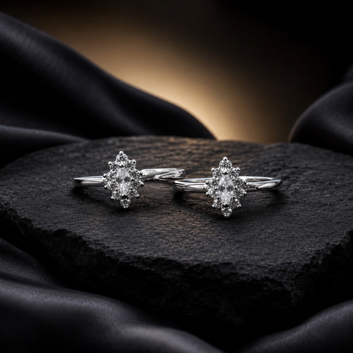 Sparkling Floral Silver Toe Ring Pair — 925 sterling silver