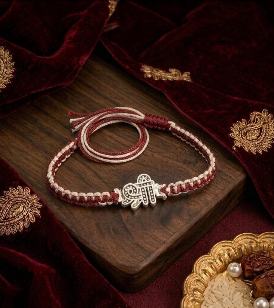 Hamsa Suraksha Braided Rakhi — 925 sterling silver rakhi