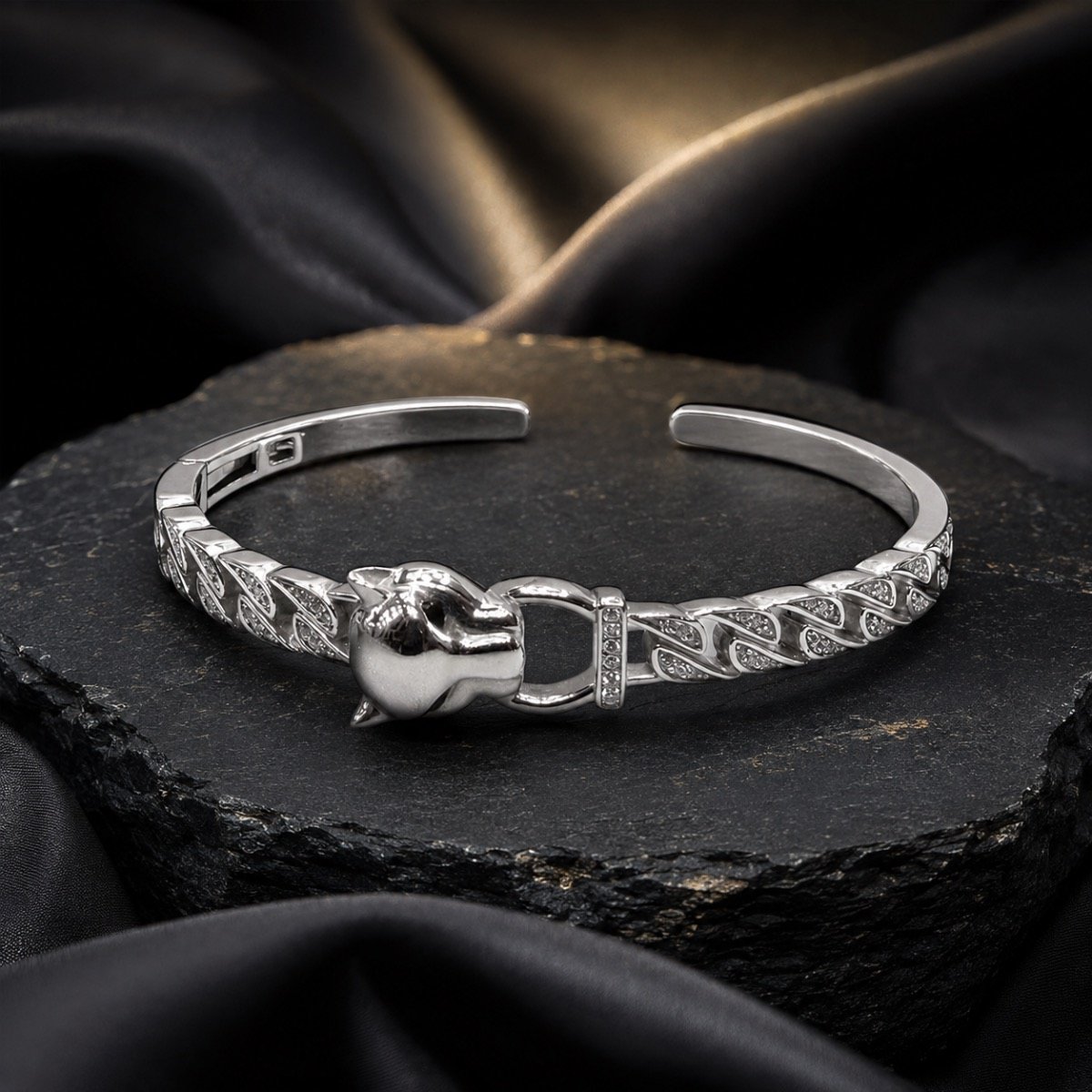 Aira jaguar Crystal Cuff Bracelet — 925 sterling silver kada