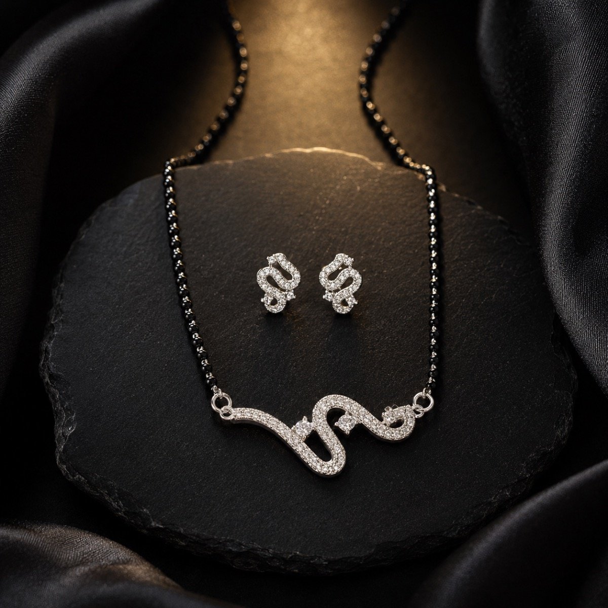 Seraphis Crystal Serpent Mangalsutra Set — 925 sterling silver mangalsutra