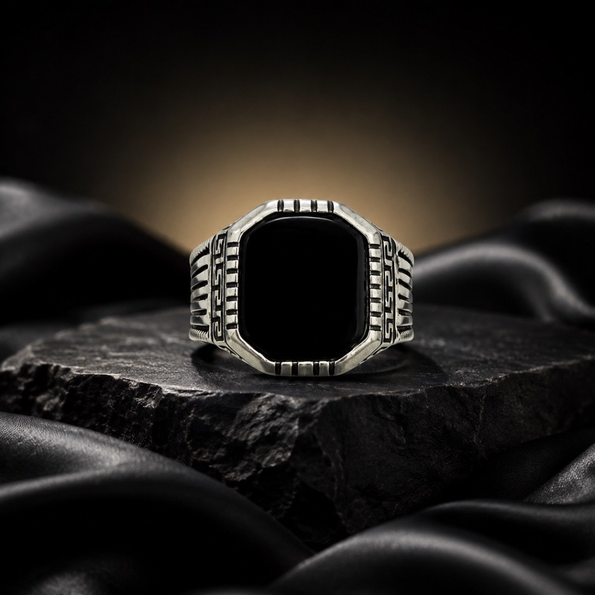 Midnight Onyx Heritage Silver Ring — 925 sterling silver rings