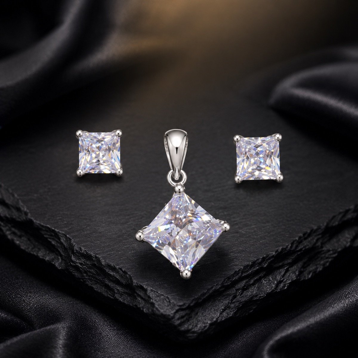 Royal Princess Solitaire Silver Pendant Set — 925 sterling silver pendantbutti