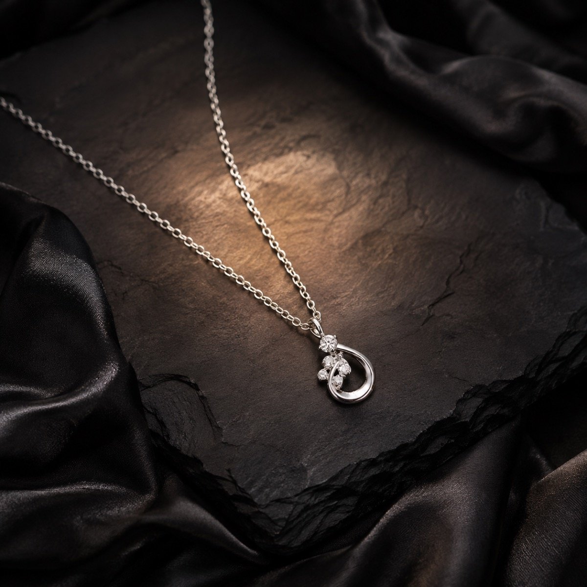 Crystal Bloom Teardrop Necklace — 925 sterling silver chaindokiya
