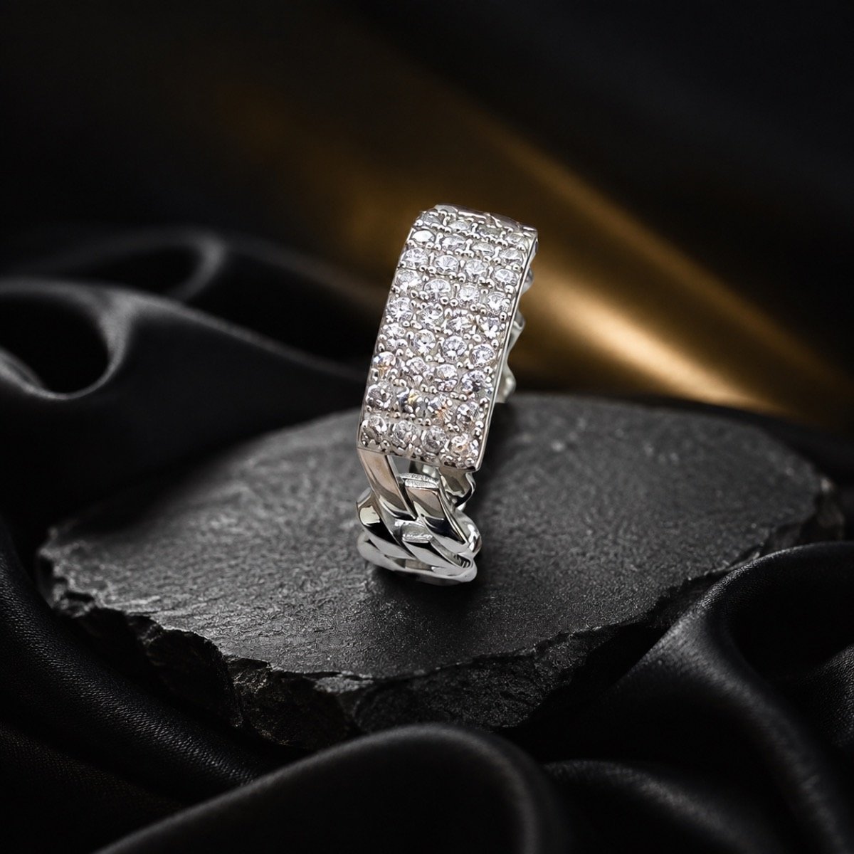 Urban Curve Pavé Silver Ring — 925 sterling silver rings