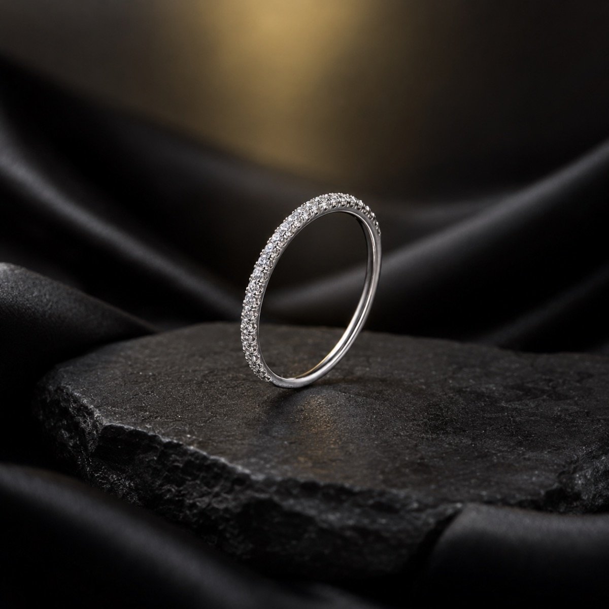 Classic Pavé Eternity Silver Ring — 925 sterling silver rings