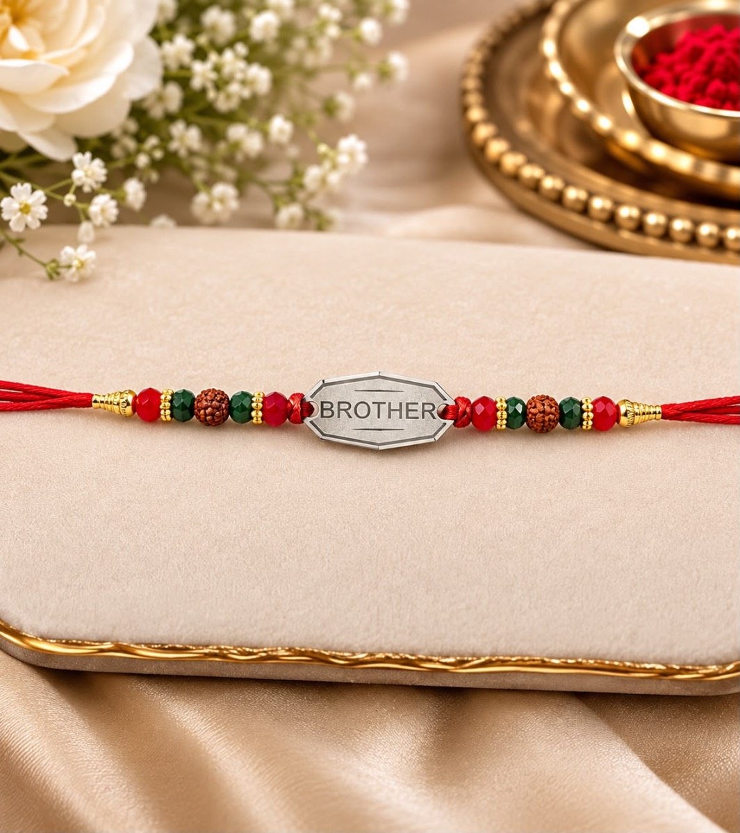 Veer Brother Rudraksha Rakhi — 925 sterling silver rakhi