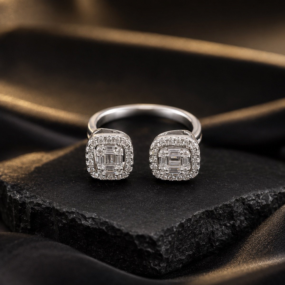 Regal Twin Halo Silver Ring — 925 sterling silver rings