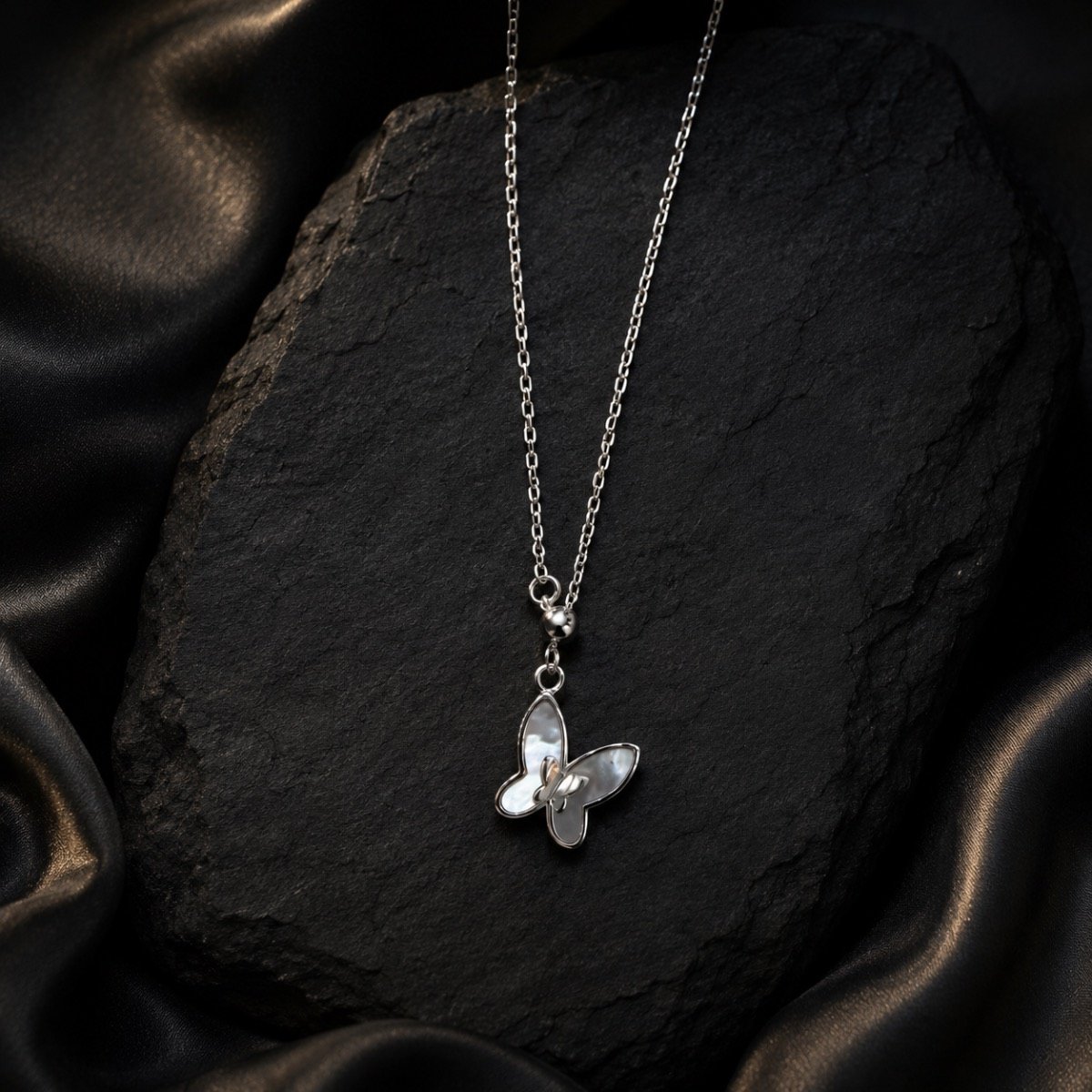Ethereal Butterfly Silver Necklace — 925 sterling silver