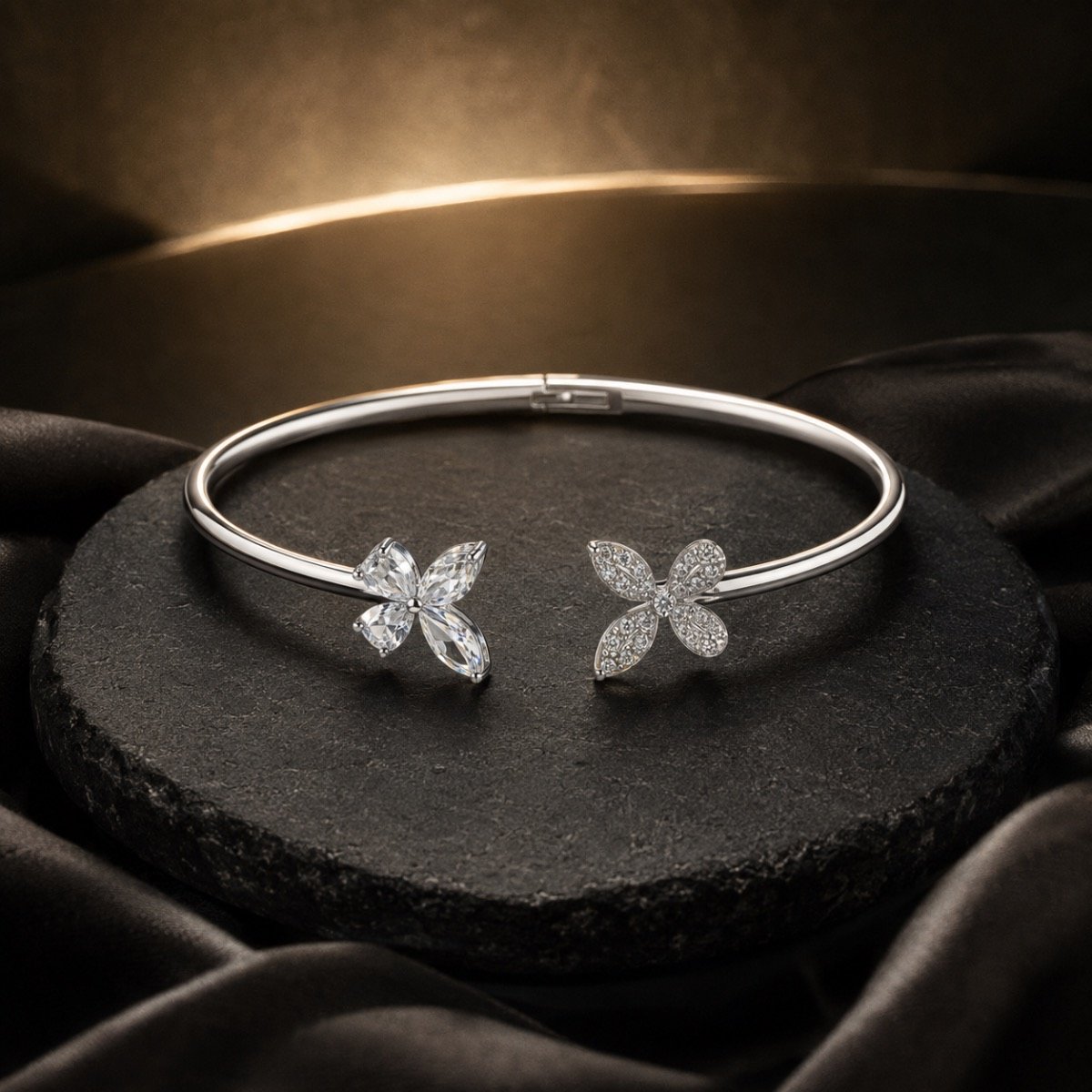 Elowen Crystal Butterfly Bangle — 925 sterling silver kada