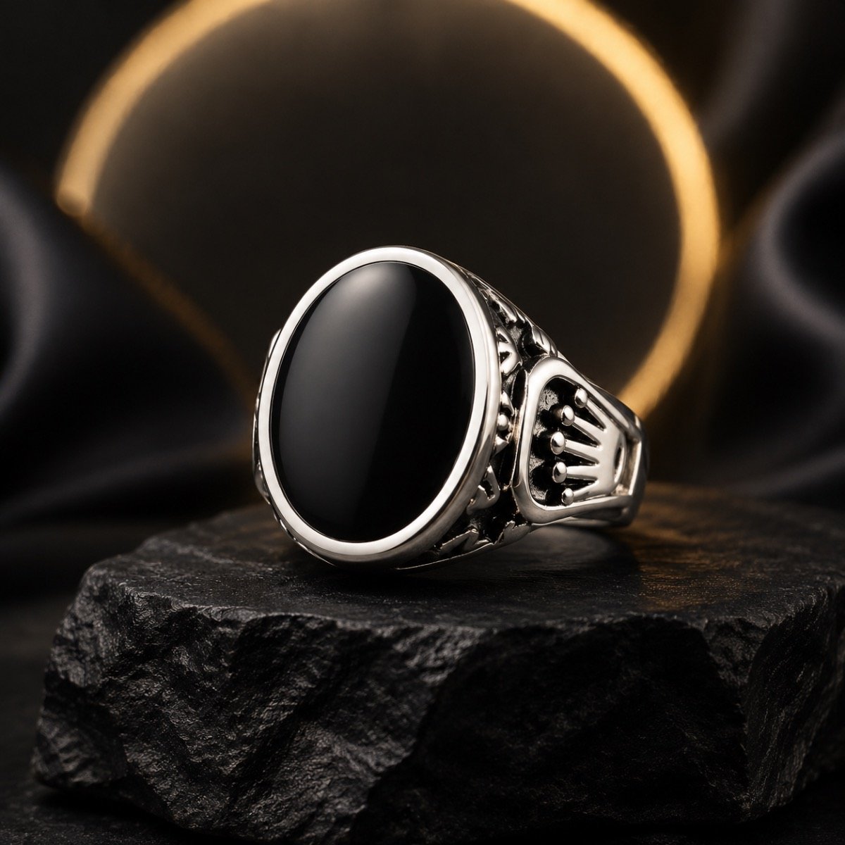 Heritage Oval Black Onyx Silver Ring — 925 sterling silver rings