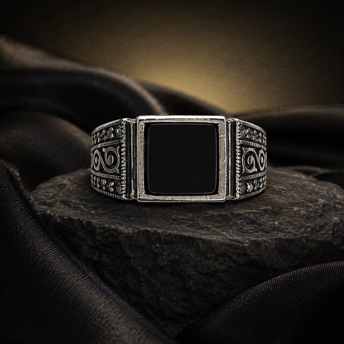 Heritage Black Onyx Silver Ring — 925 sterling silver rings