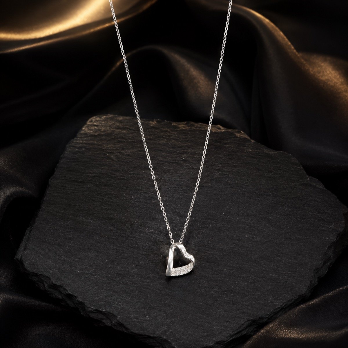 Whispering Heart Silver Necklace — 925 sterling silver chaindokiya